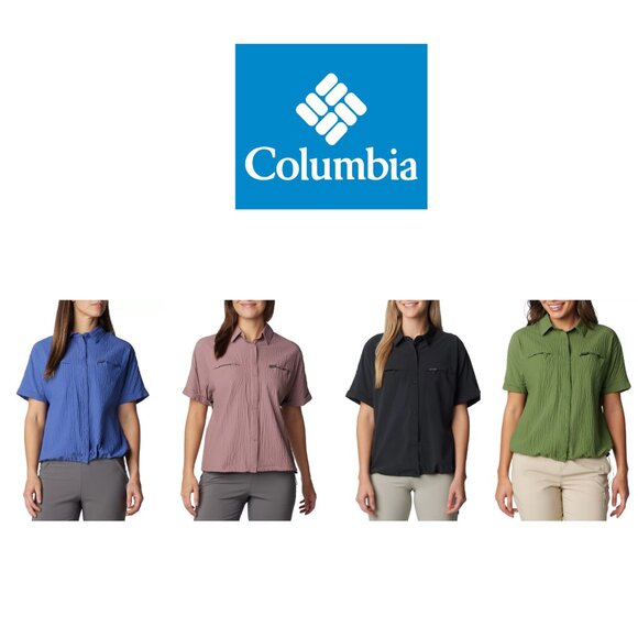 Columbia Women's Boundless Trek Short‎ Sleeve Button Up, Blue, XXL - Picture 1 of 9
